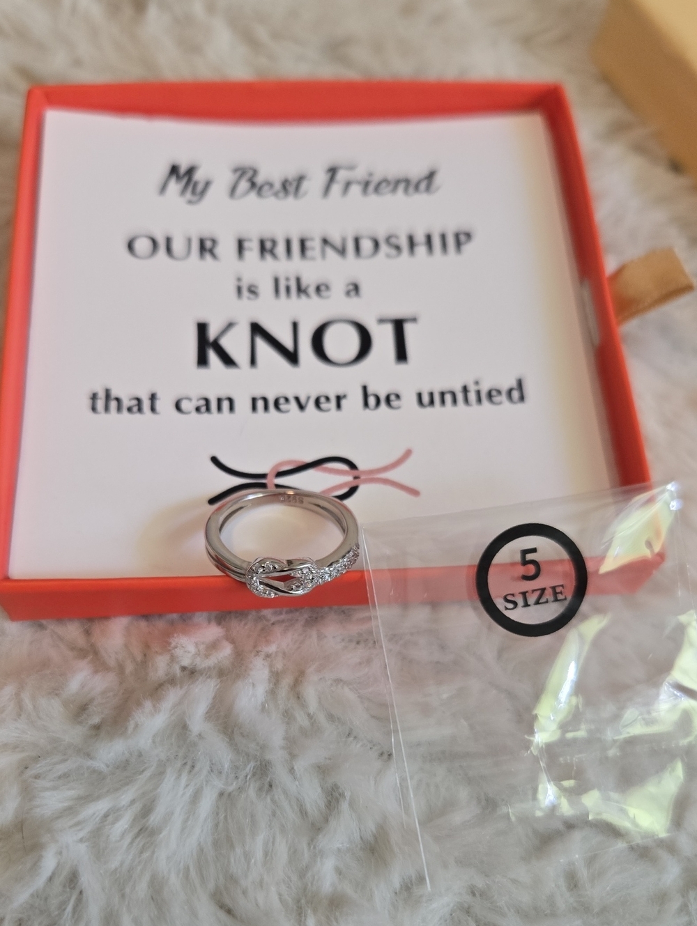 Sterling Silver Knot Friendship Ring - White